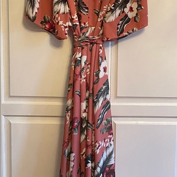 Floral Wrap Dress (Dusty Rose) - Picture 5 of 12